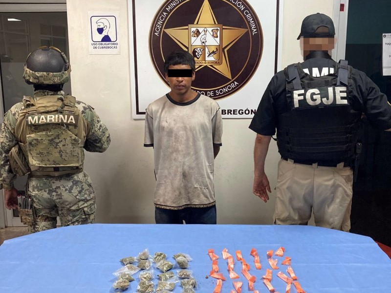 Aseguran a sujeto en posesión de droga, catean domicilio en Ciudad Obregón