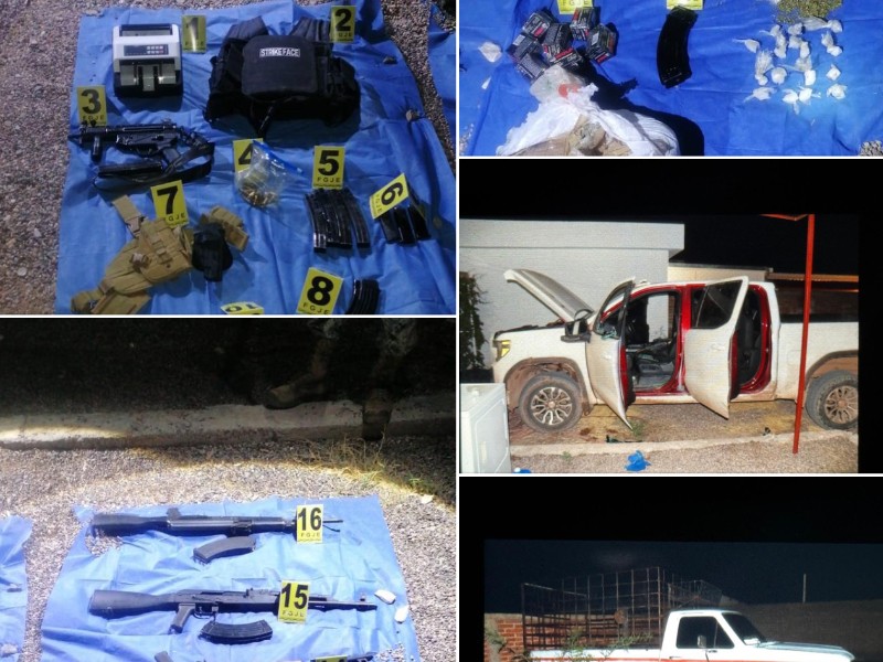 Aseguran armas, droga y vehículos durante un cateo en Altar, Sonora