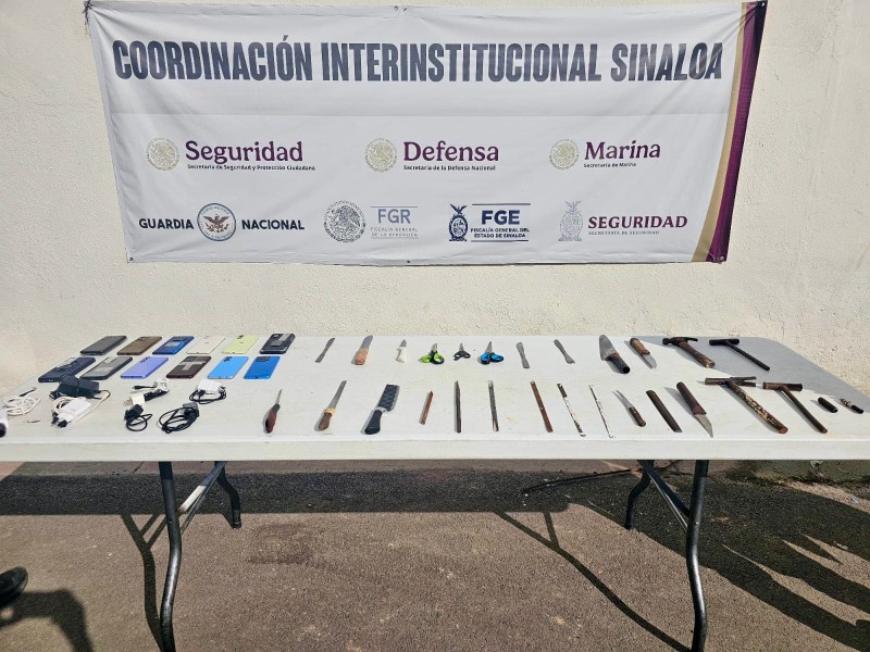 Aseguran armas y celulares durante revisión al penal de Aguaruto
