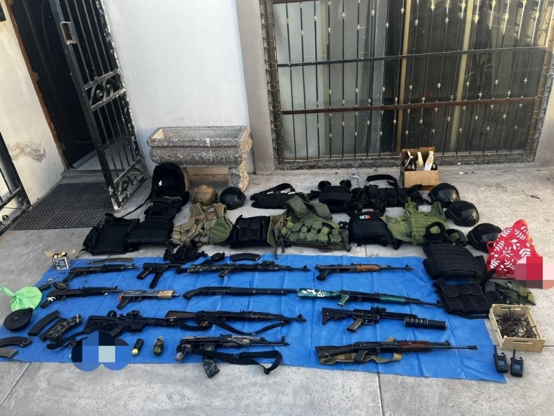 Aseguran arsenal en cateo realizado en Ciudad Obregón