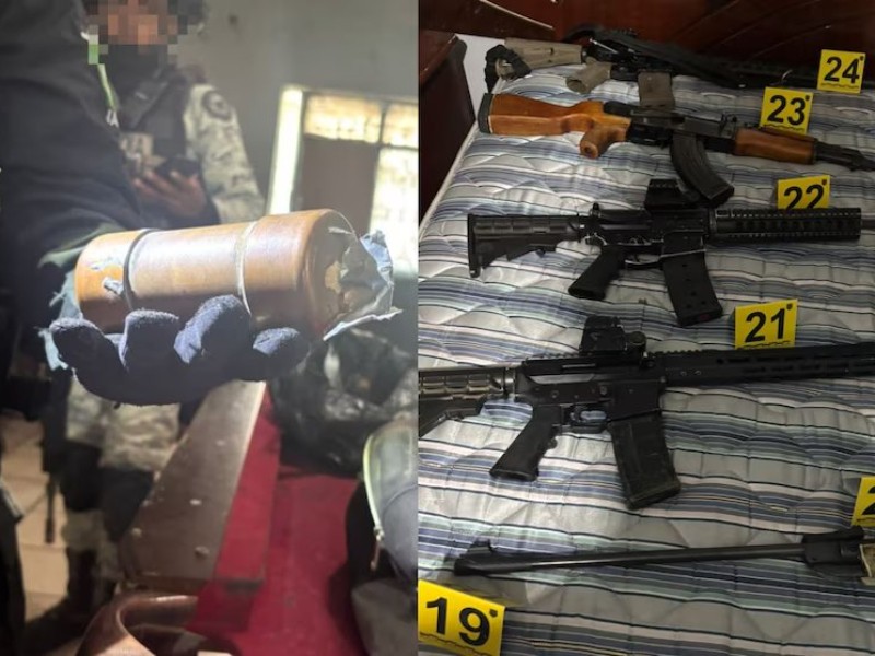 Aseguran arsenal y vehículos en Encarnación de Díaz