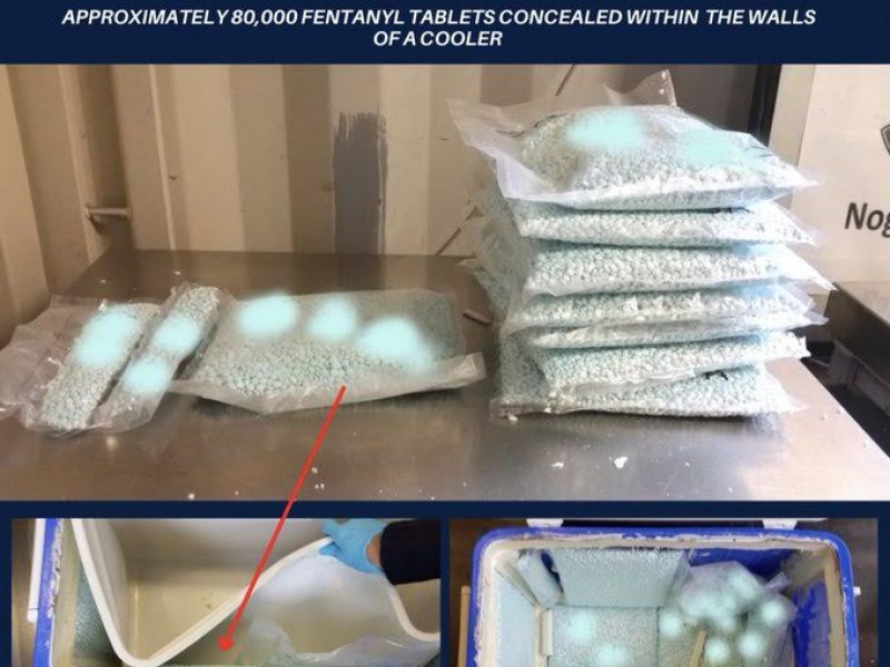 Aseguran contrabando de 80 mil pastillas de Fentanilo