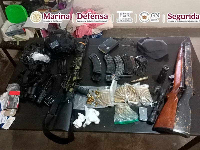 Aseguran droga, armas y vehículos en Sinaloa; hay nueve detenidos