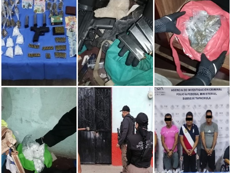 Aseguran drogas y armas de fuego en Mapastepec
