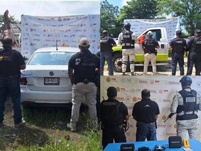Aseguran vehículos y dron en operativos de Tierra Blanca