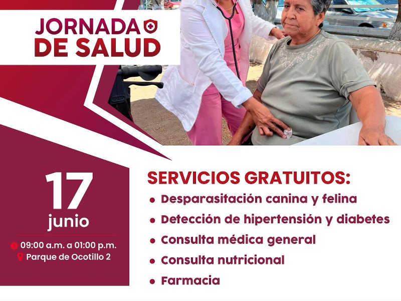 Atención médica gratuita este martes en Ocotillo 2