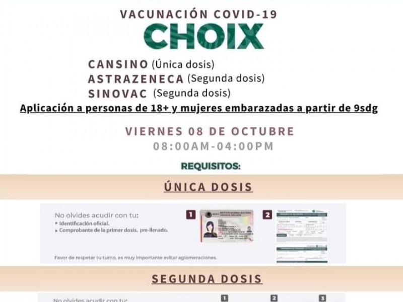 Atentos jóvenes habrá vacunación contra Covid_19 en Choix