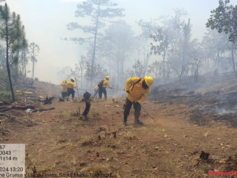 Atiende COESFO reactivación del incendio en San Juan Quiotepec