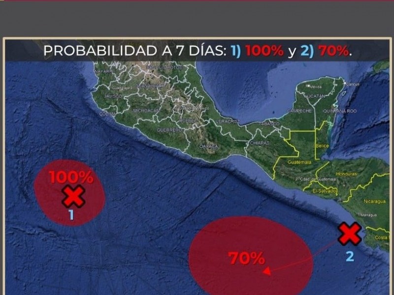 Aumenta a 100% probabilidad de ciclón en el Pacífico Centro