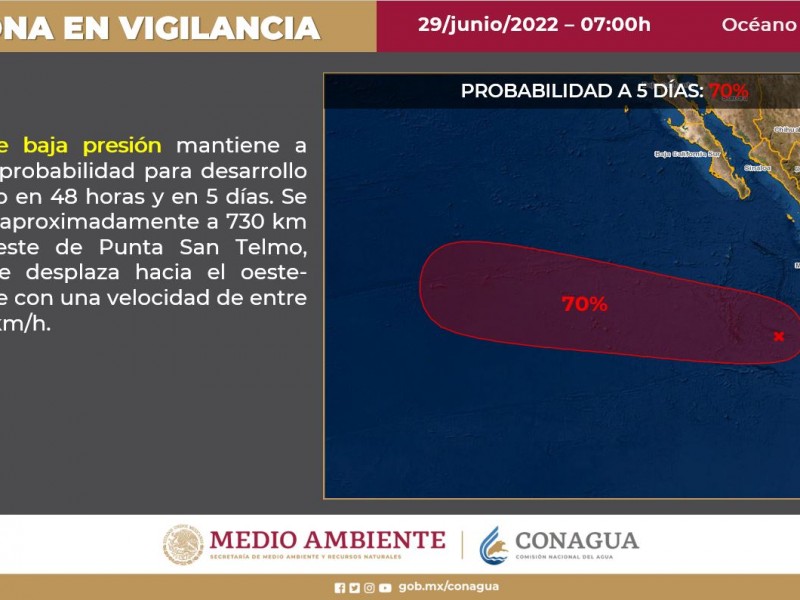 Aumenta a 70%, la probabilidad de formarse un nuevo ciclón