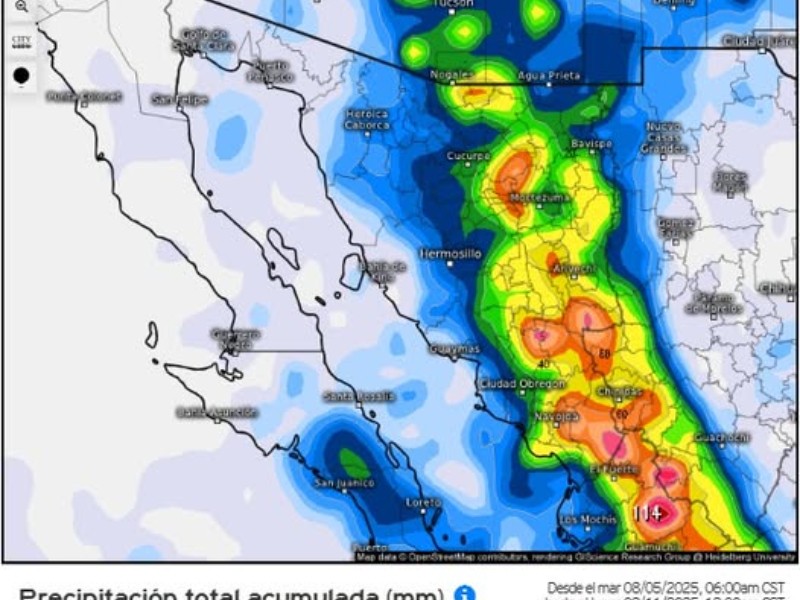 Aumenta la probabilidad de tormentas en Sonora este fin de semana