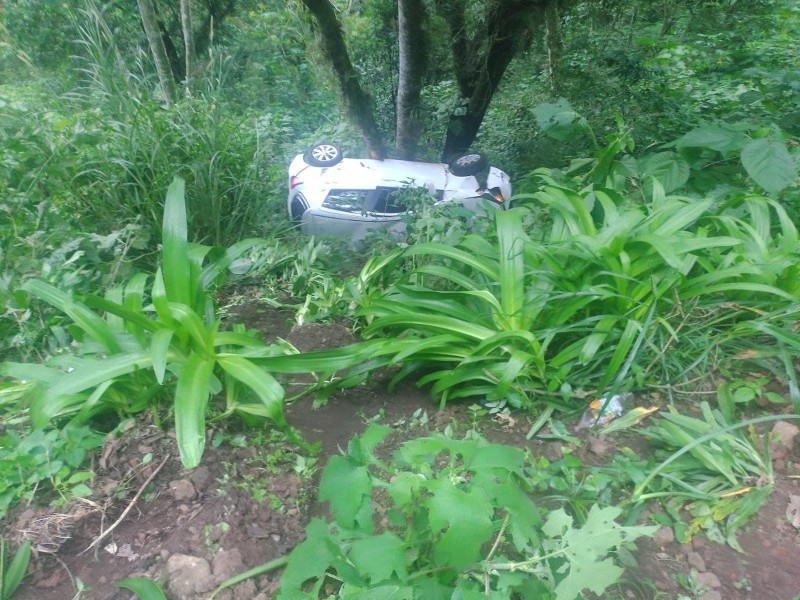 Auto termina en barranco de la carretera Xico-Teocelo