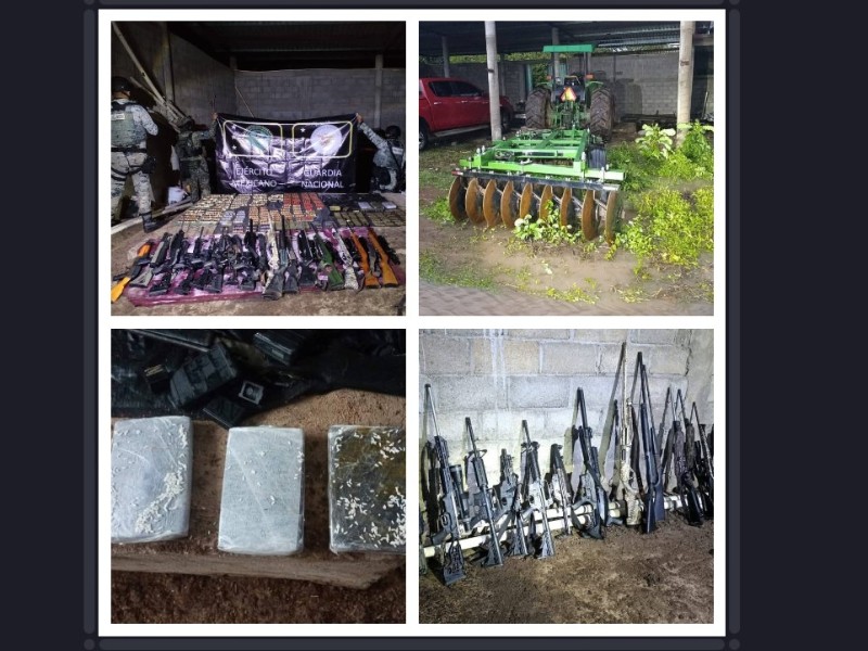 Autoridades aseguran drogas, armas de fuego y vehículos en Santiago Niltepec