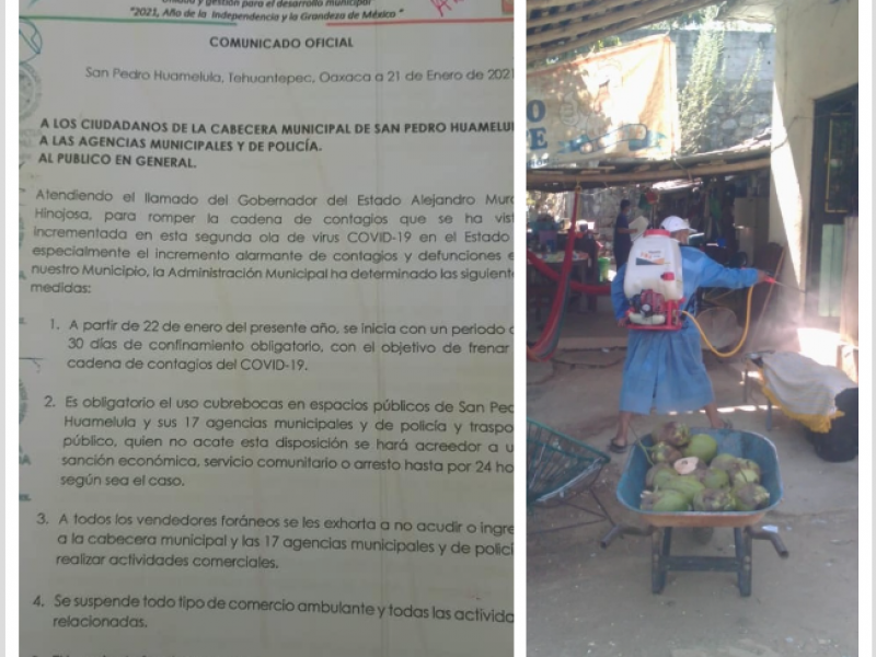 Autoridades implementan confinamiento por 30 días en San Pedro Huamelula
