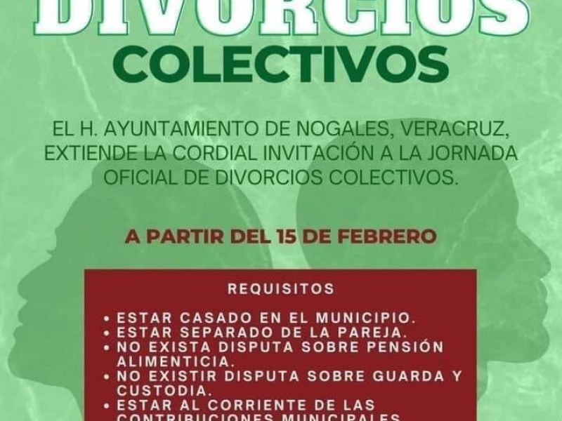 Autoridades realizarán divorcios colectivos en Nogales