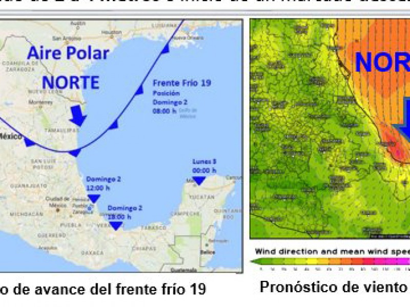 Avanza Frente Frío 19 sobre Veracruz con fuertes vientos