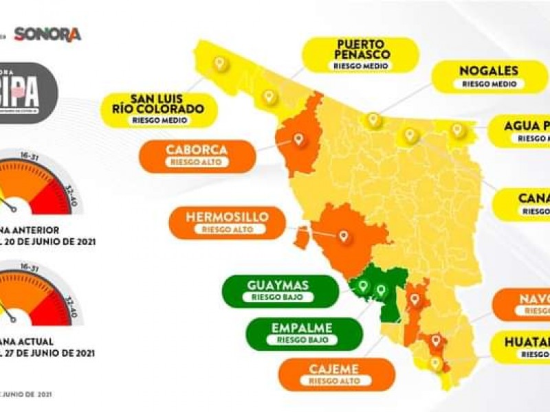 Avanza Guaymas a verde en Mapa Sonora Anticipa