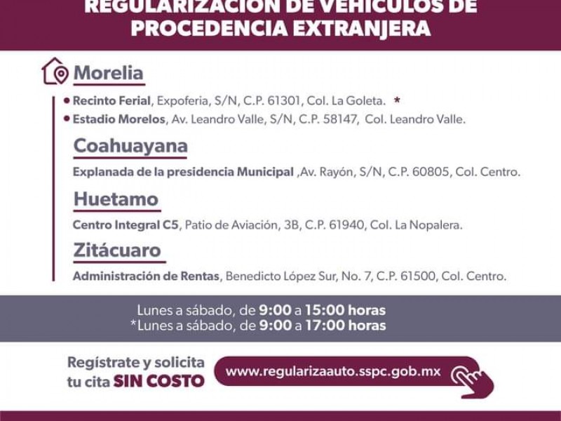 Avanza legalización de vehículos extranjeros en Michoacán
