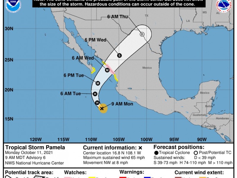 Avanza tormenta tropical Pamela hacia el noroeste