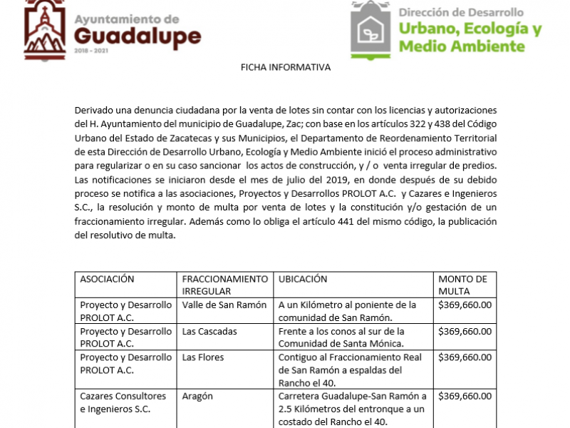 Ayuntamiento de Guadalupe ha actuado conforme a la Ley, Alcalde