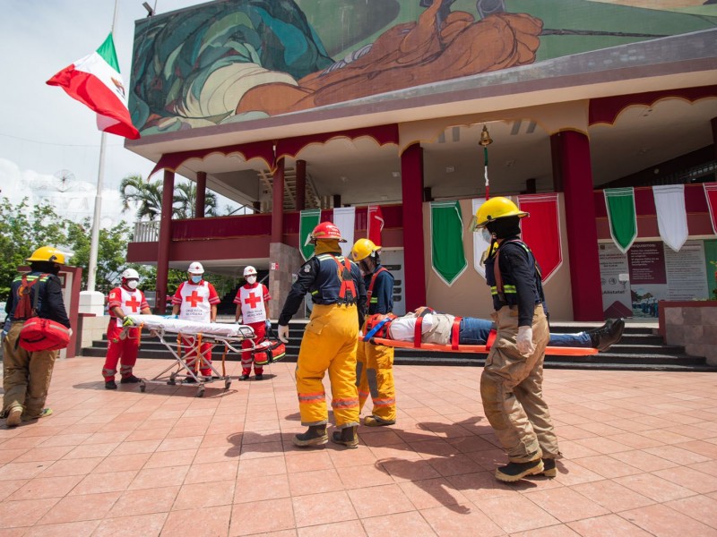 Ayuntamiento de Poza Rica realizó simulacro de sismo