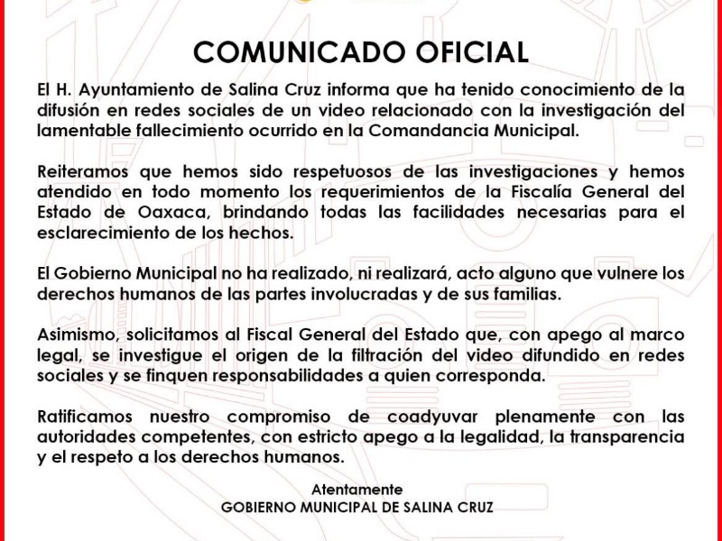 Ayuntamiento de Salina Cruz aclara investigación tras difusión de video en redes