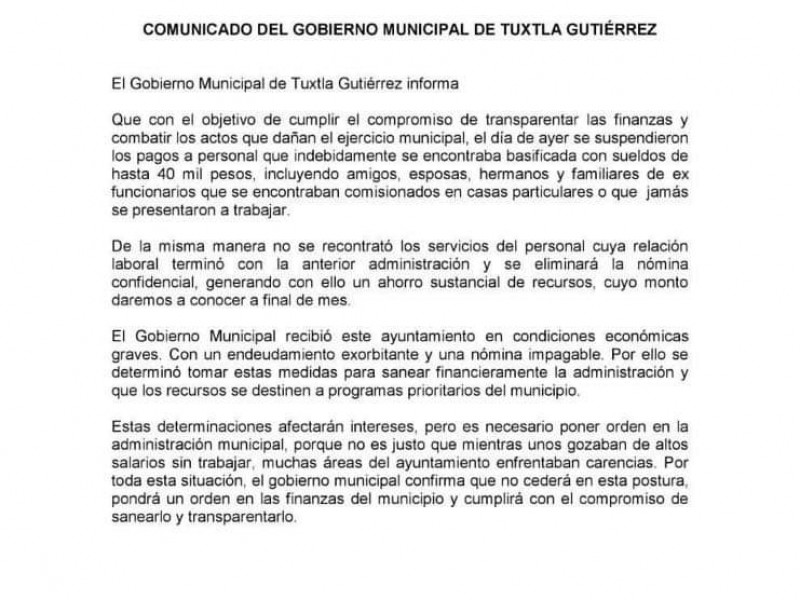 Ayuntamiento de Tuxtla suspende aviadores.