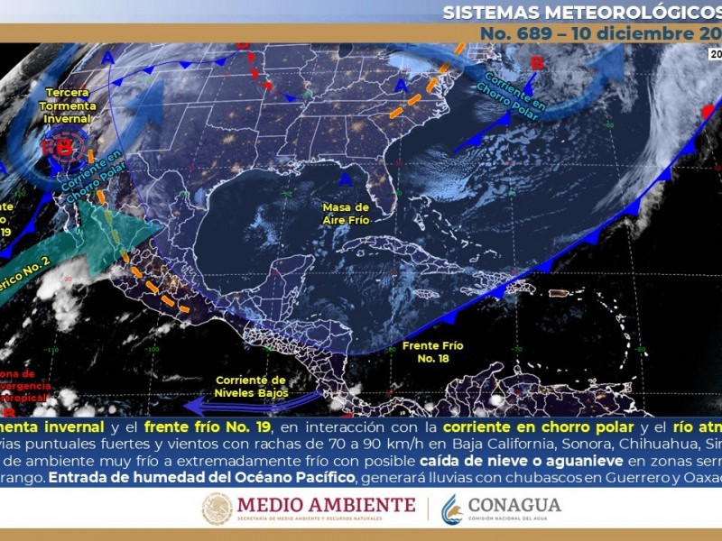 Bajas temperaturas , lluvias y posibilidad de nevadas en Sonora