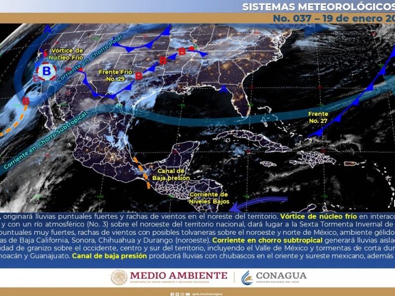 Bajas temperaturas, lluvias y vientos en Sonora