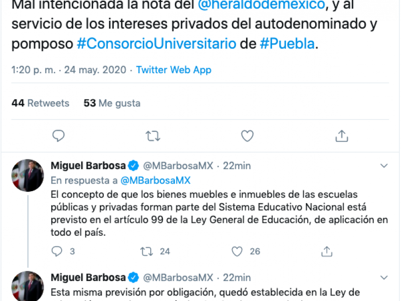 Barbosa califica como mal intencionada nota periodística sobre #ConsorcioUniversitario