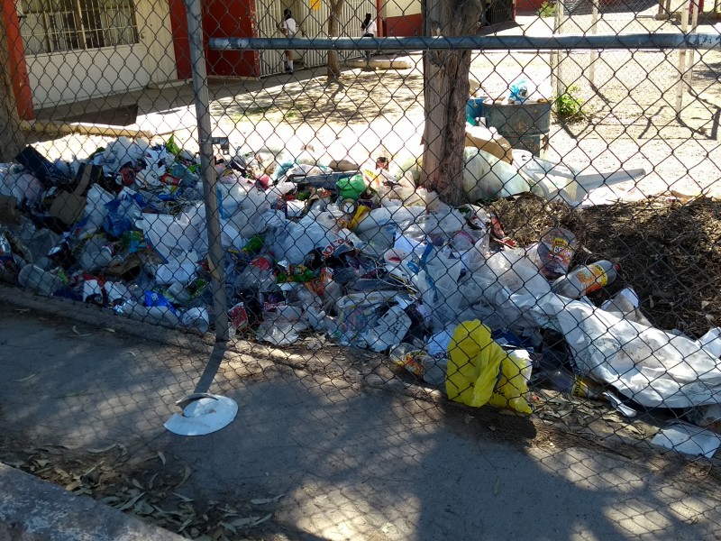 Basura provoca foco de infección en escuela primaria.