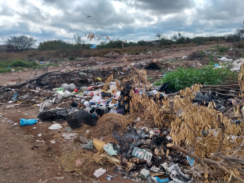 Basura y aguas negras soporta  en fraccionamiento Los Ángeles