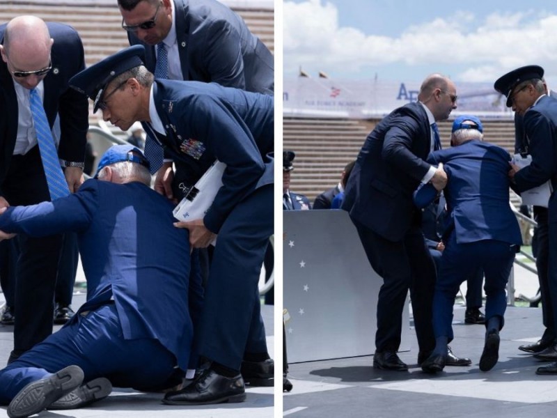 Biden sufre fuerte caída en ceremonia de graduación