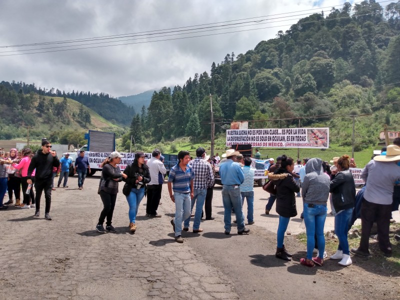 Bloquean carretera contra la tala en Ocuilan