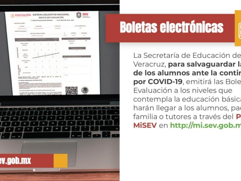 Boletas Escolares podrán consultarse en Internet: SEV