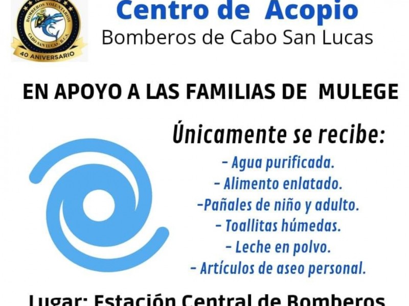 Bomberos de Cabo San Lucas abren centro de acopio