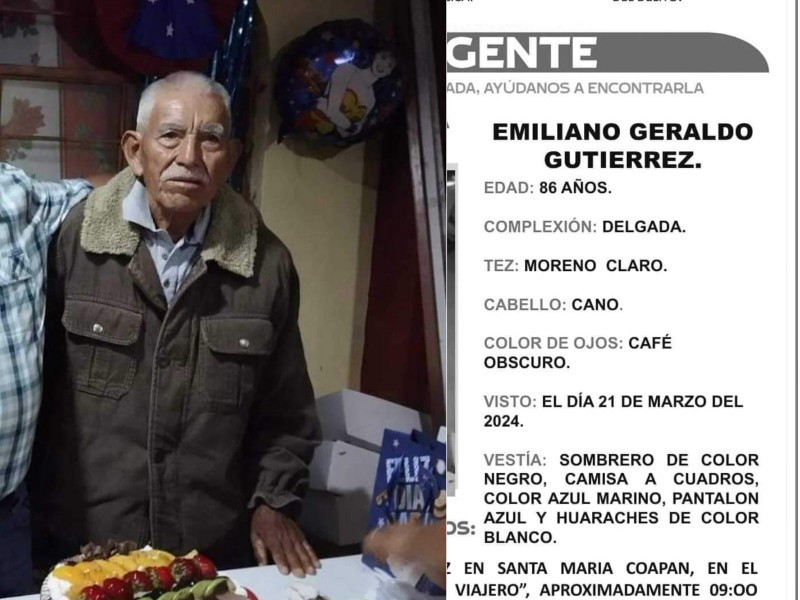 Buscan a adulto mayor extraviado