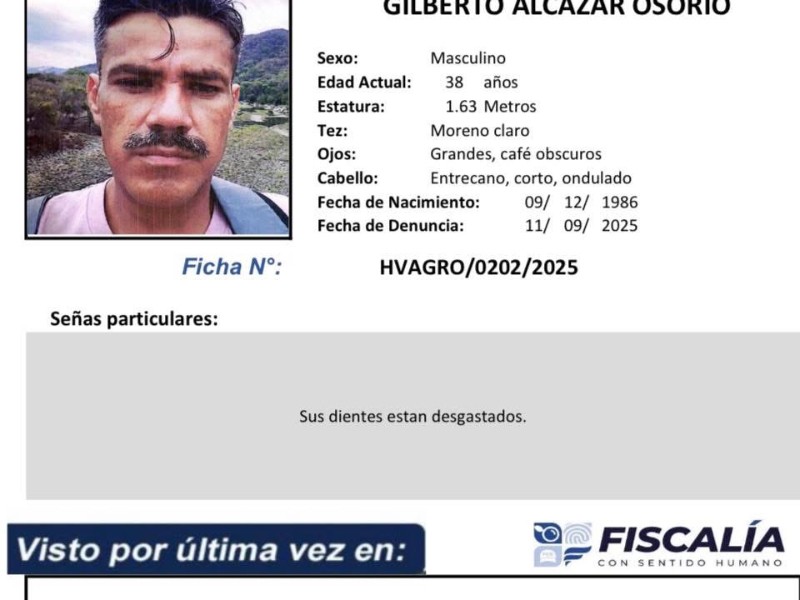 Buscan a Gilberto Alcázar Osorio, desaparecido en Zihuatanejo