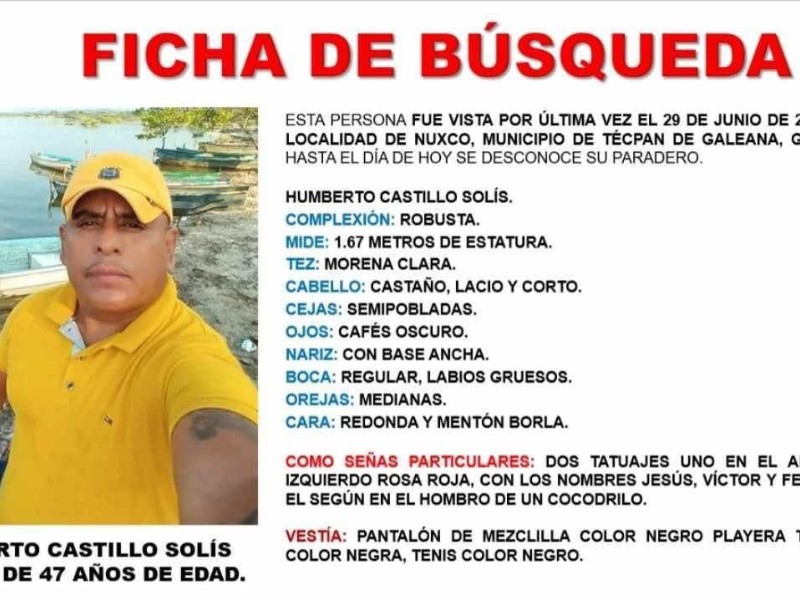 Buscan a Humberto Castillo, desaparecido en Técpan de Galeana
