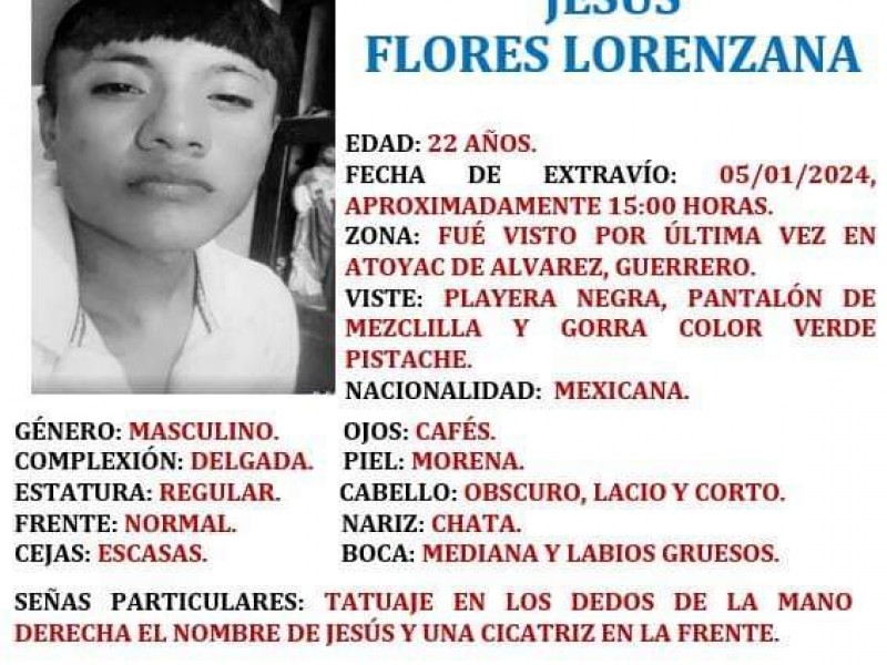 Buscan a joven desaparecido en Atoyac