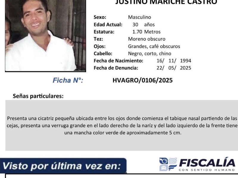 Buscan a Justino Mariche Castro, desaparecido en Zihuatanejo