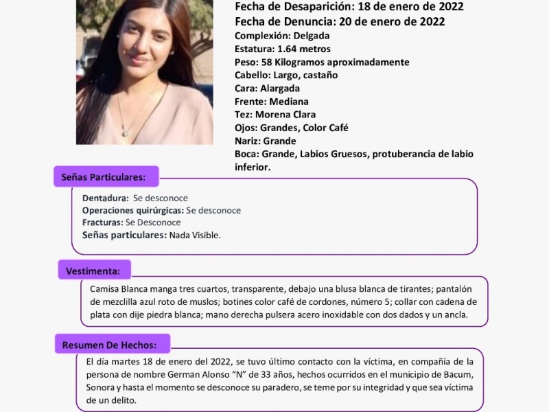 Buscan a Lizeth su acompañante apareció muerto