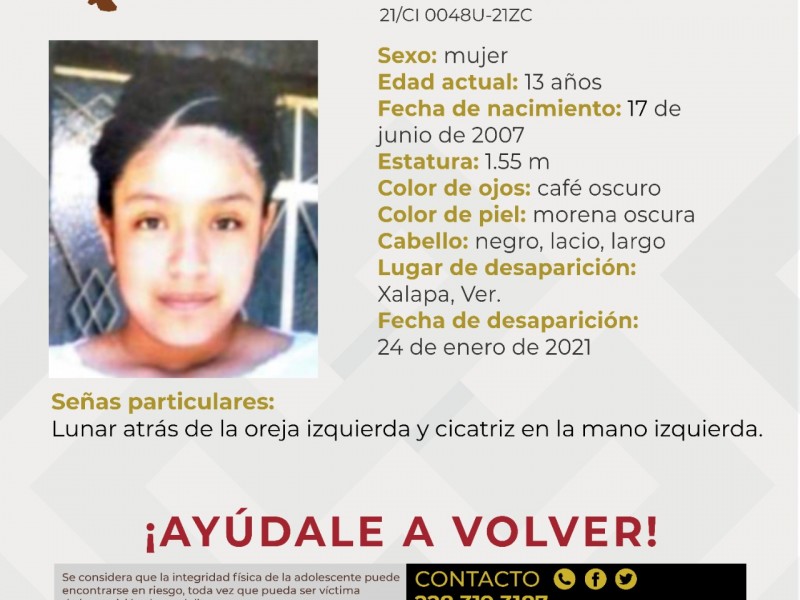 Buscan a Martha, menor desaparecida en Xalapa