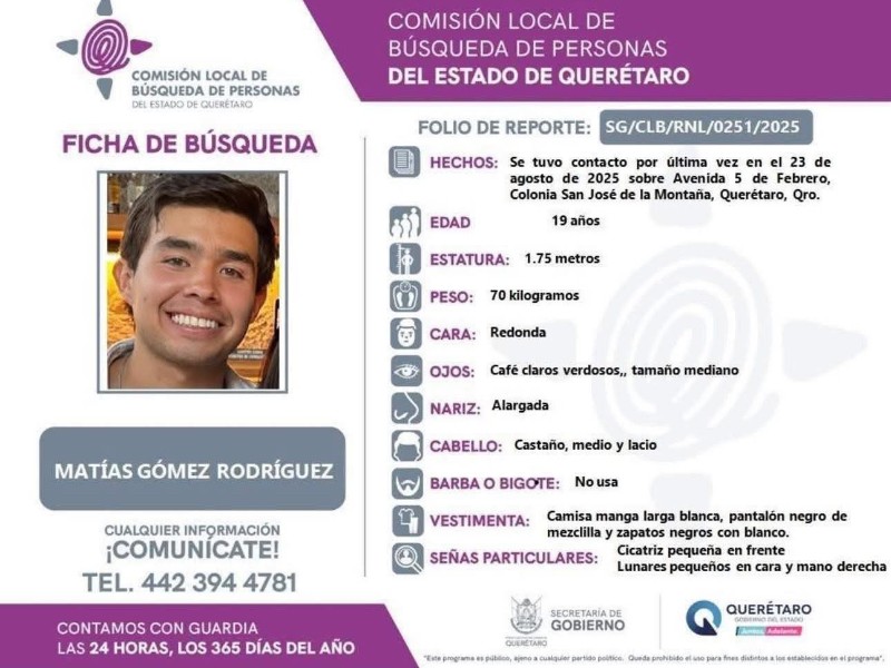 Buscan a Matías Gómez, desaparecido tras fuertes lluvias