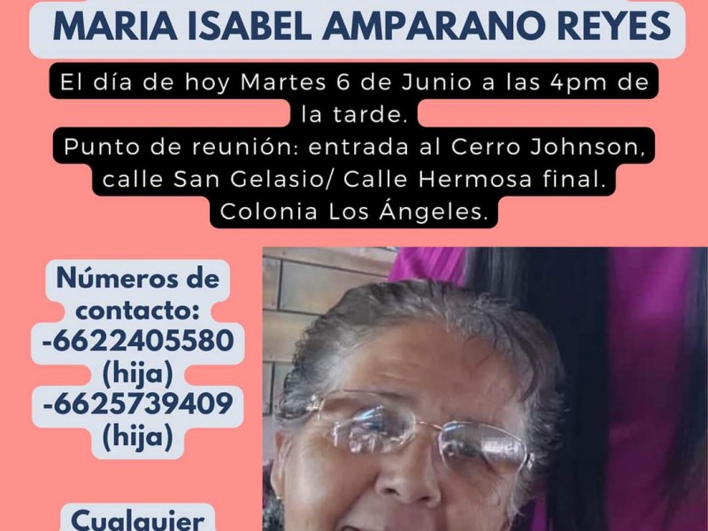 Buscan a mujer de la tercera edad desaparecida