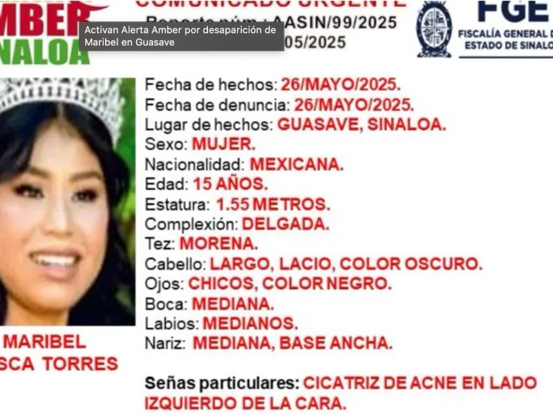 Buscan familiares a Maribel Yesca, desaparecida en Ruiz Cortines