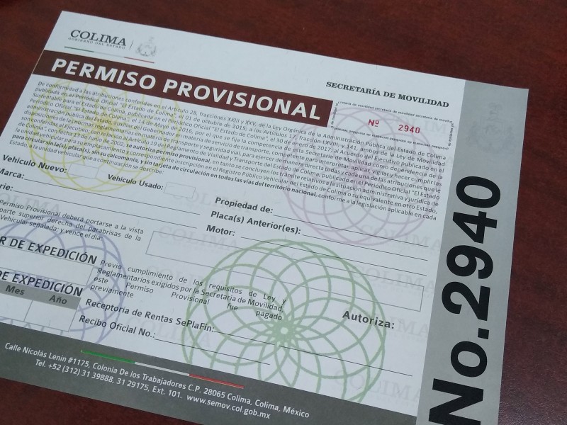 Buscan reducir costo de permiso provisional de circulación