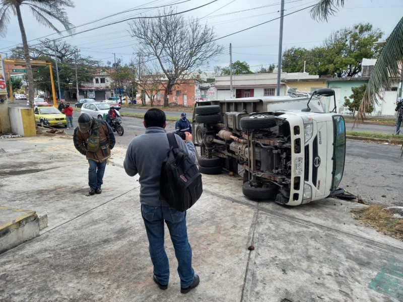 Cae palmera y voltea camioneta en Veracruz