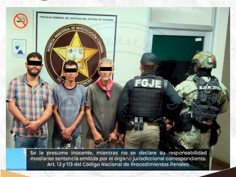 Cae trío armado con droga durante operativo en Bácum