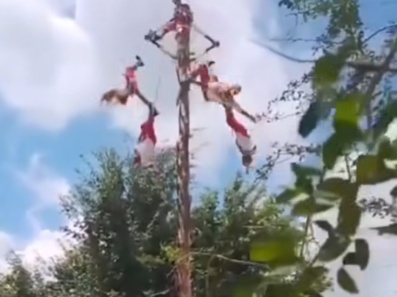 Caen voladores de Papantla durante ceremonia en Tihuatlán, hay 5 lesionados